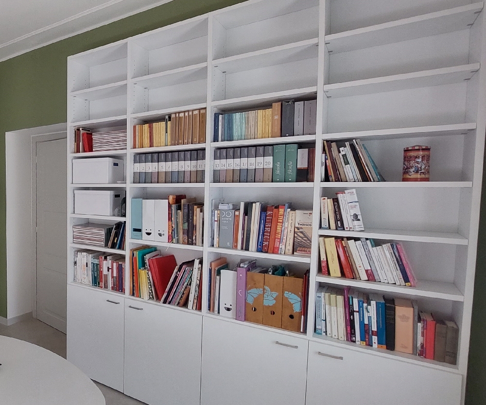 Libreria bianca configurata online  4 vani anta bassa singola 